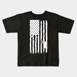 Quail Hunter Quail American Flag Kids T-Shirt